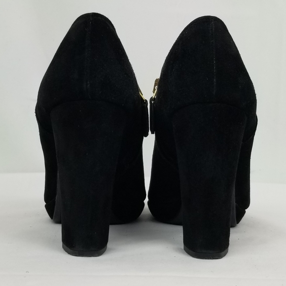Prada Black Suede Block Heels Ankle Boots 37.5 - Picture 5 of 10